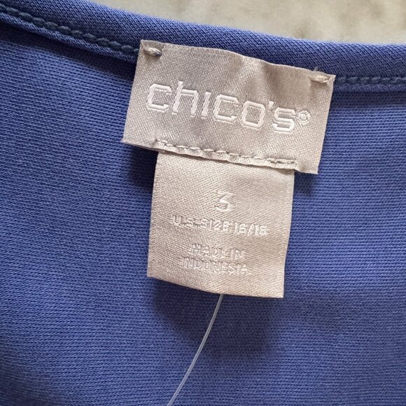 Chicos Colorblock Asymmetrical Maxi Dress Size 3 Cotton Poplin Nautical Blue - Picture 5 of 7